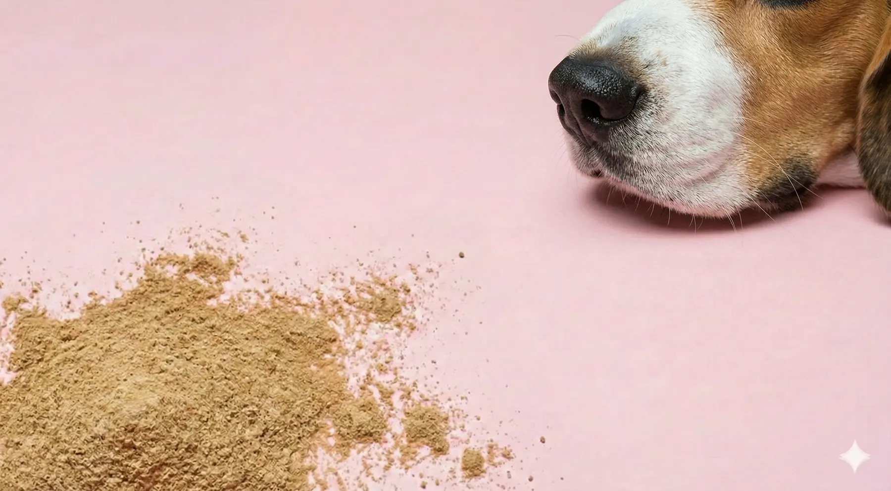 A beagle's nose beside UNKO SUPPORT powder
